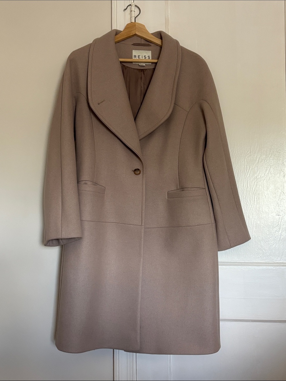 Reiss Pink Single-Button Wool-Blend Trench Coat